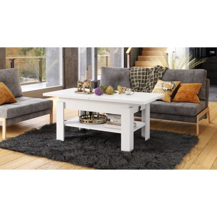 Mesa de centro dobrável com tampo elevatório ROY branco
