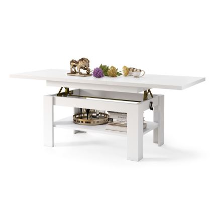 Mesa de centro dobrável com tampo elevatório ROY branco