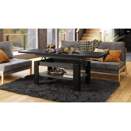 Mesa de centro dobrável com tampo elevatório ROY preto/antracite