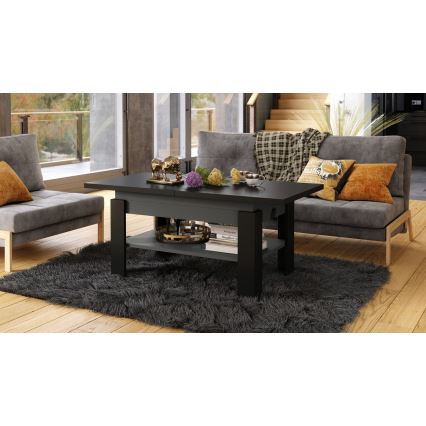 Mesa de centro dobrável com tampo elevatório ROY preto/antracite