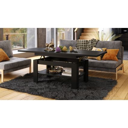 Mesa de centro dobrável com tampo elevatório ROY preto