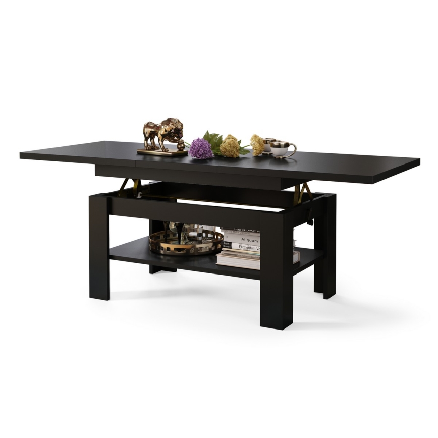Mesa de centro dobrável com tampo elevatório ROY preto