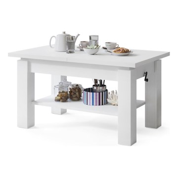 Mesa de centro dobrável com uma prateleira ADONIS branco