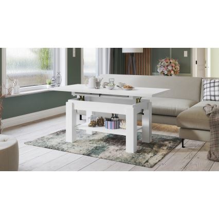 Mesa de centro dobrável com uma prateleira ADONIS branco