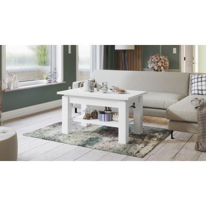 Mesa de centro dobrável com uma prateleira ADONIS branco