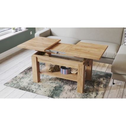 Mesa de centro dobrável com uma prateleira ADONIS carvalho