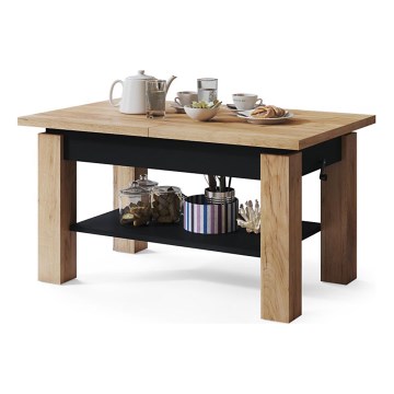 Mesa de centro dobrável com uma prateleira ADONIS carvalho/preto