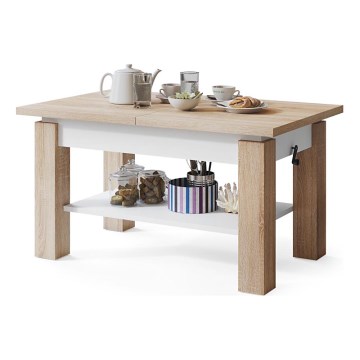 Mesa de centro dobrável com uma prateleira ADONIS carvalho sonoma/branco