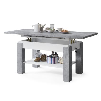 Mesa de centro dobrável com uma prateleira ADONIS cinzento/branco