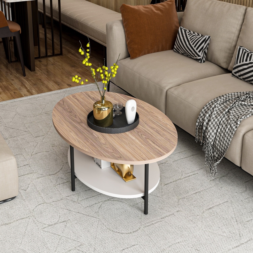 Mesa de centro ELIS 36x90 cm carvalho/branco