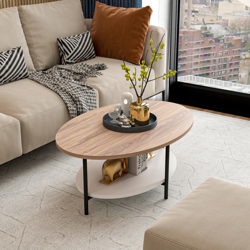 Mesa de centro ELIS 36x90 cm carvalho/branco