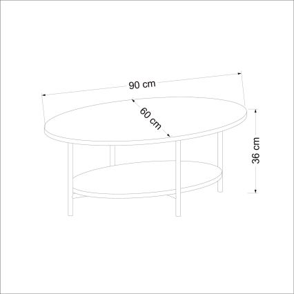 Mesa de centro ELIS 36x90 cm carvalho/branco