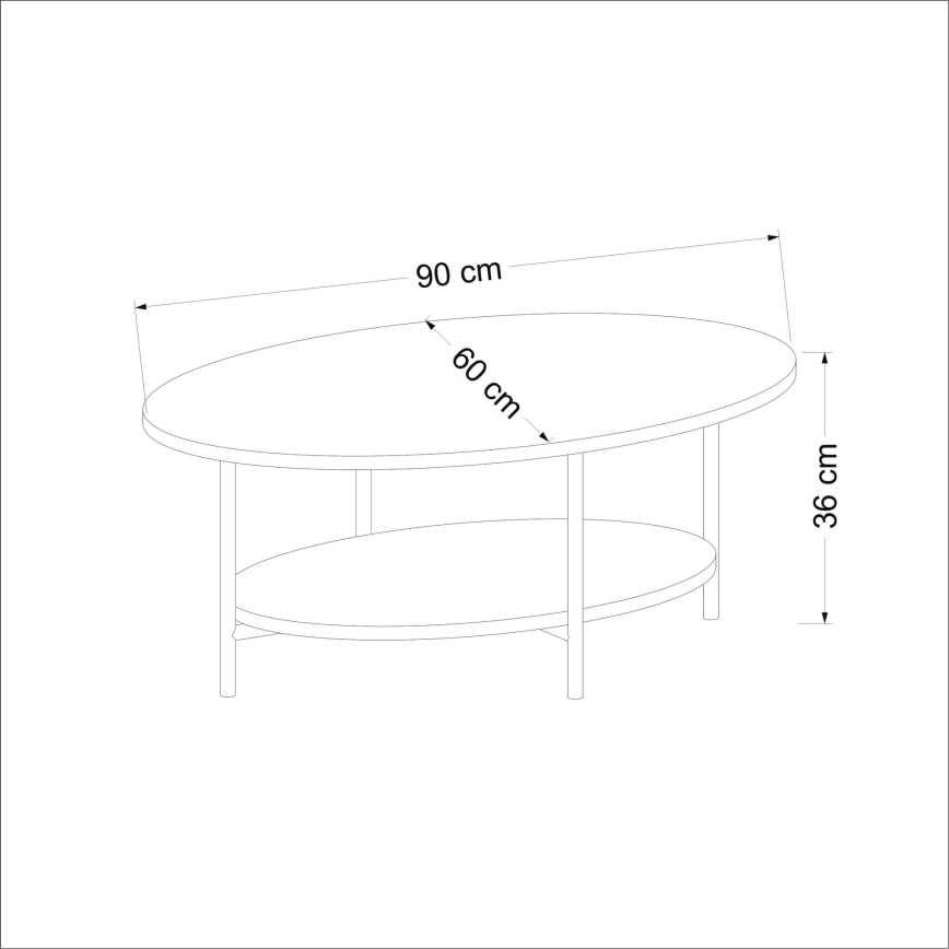 Mesa de centro ELIS 36x90 cm carvalho/branco