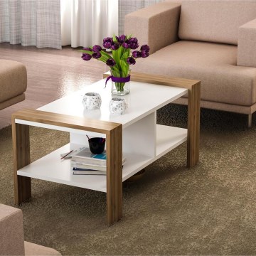 Mesa de centro ERICA 42x90 cm branco/castanho