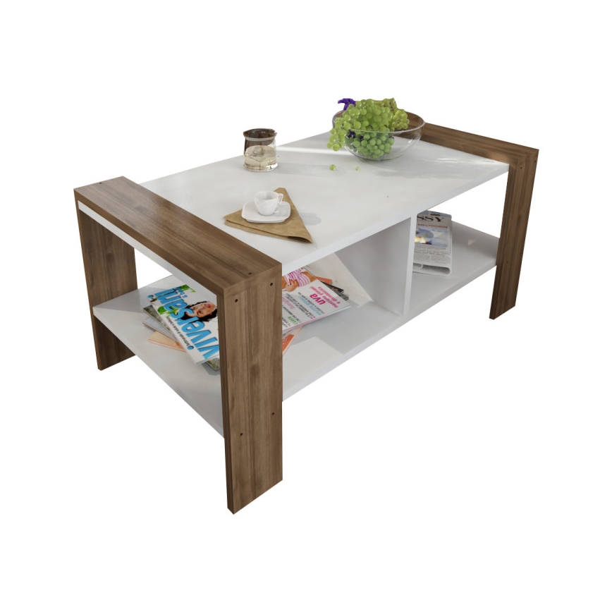 Mesa de centro ERICA 42x90 cm branco/castanho