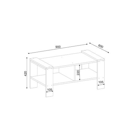 Mesa de centro ERICA 42x90 cm branco/castanho