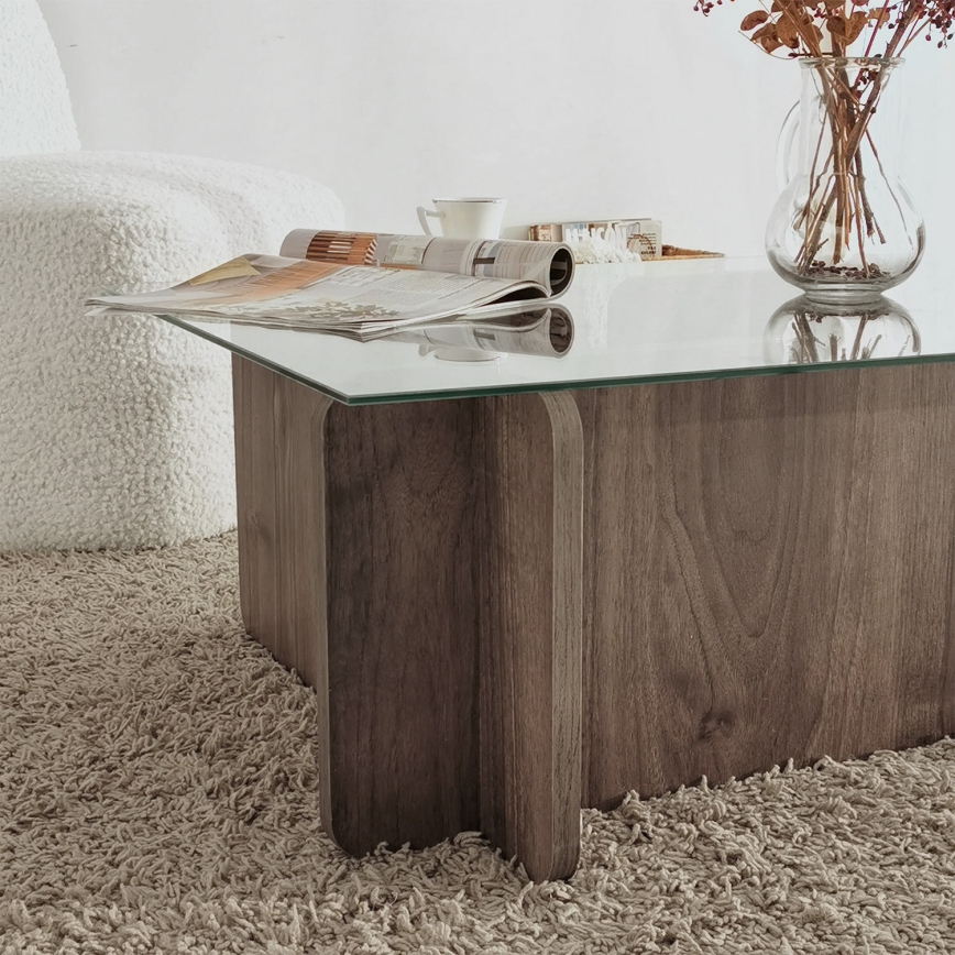 Mesa de centro ESCAPE 30x105 cm castanho/transparente