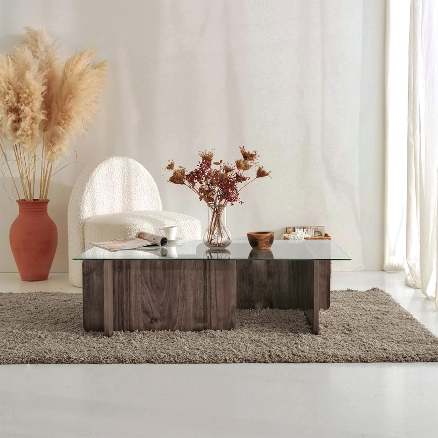 Mesa de centro ESCAPE 30x105 cm castanho/transparente