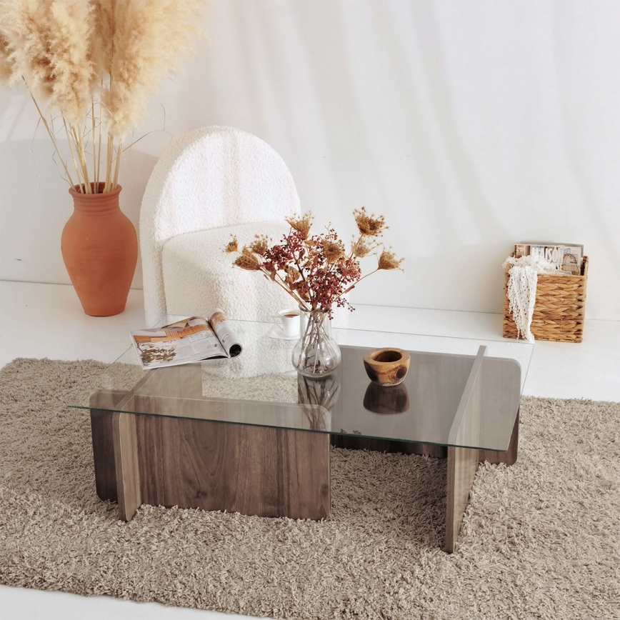 Mesa de centro ESCAPE 30x105 cm castanho/transparente