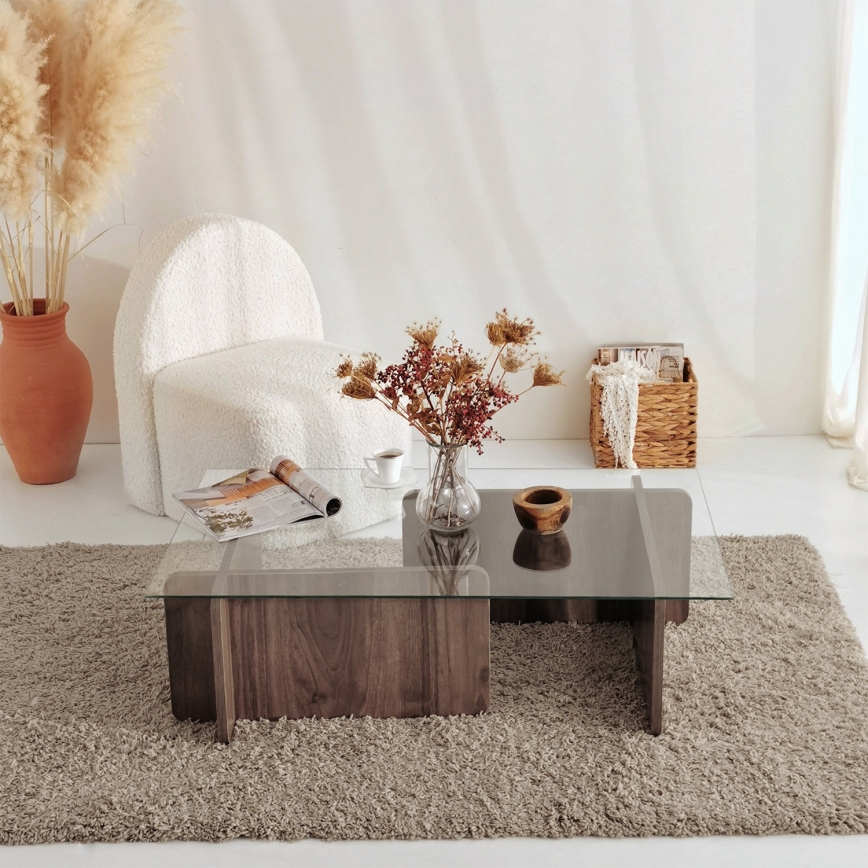 Mesa de centro ESCAPE 30x105 cm castanho/transparente