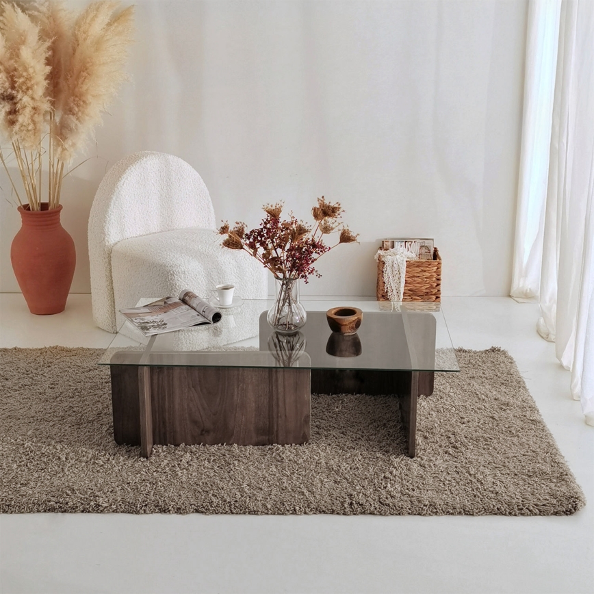 Mesa de centro ESCAPE 30x105 cm castanho/transparente