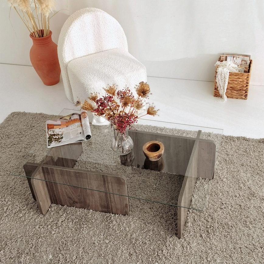 Mesa de centro ESCAPE 30x105 cm castanho/transparente