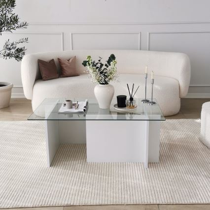 Mesa de centro ESCAPE 40x105 cm branco/transparente