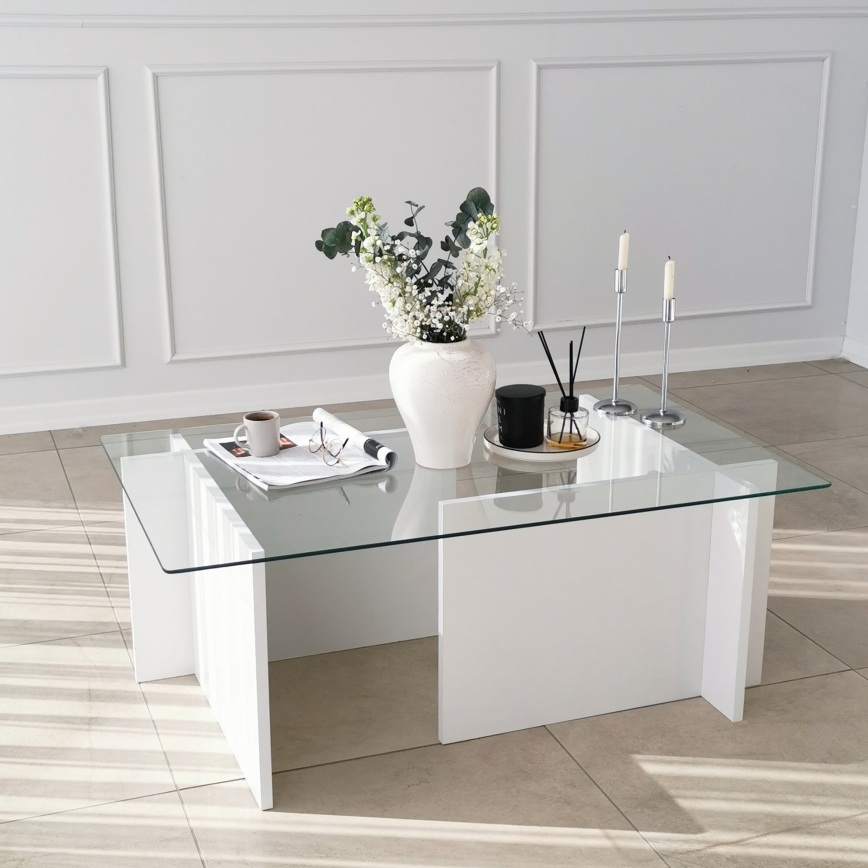 Mesa de centro ESCAPE 40x105 cm branco/transparente