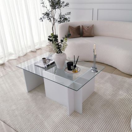 Mesa de centro ESCAPE 40x105 cm branco/transparente