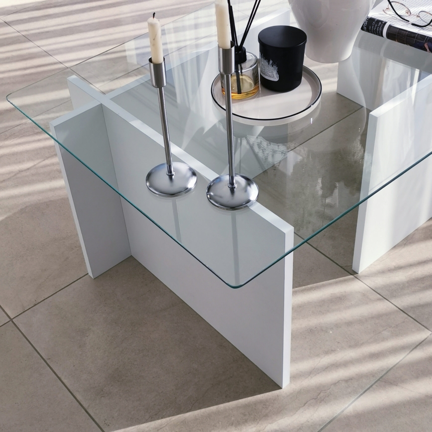 Mesa de centro ESCAPE 40x105 cm branco/transparente