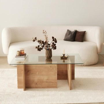 Mesa de centro ESCAPE 40x105 cm castanho/transparente