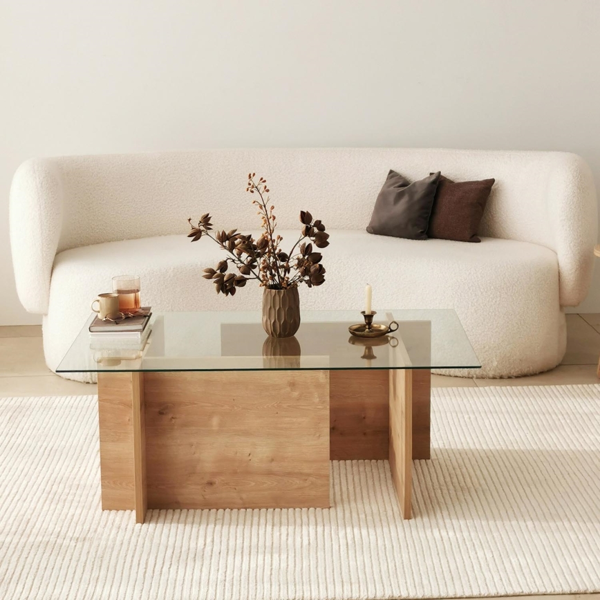 Mesa de centro ESCAPE 40x105 cm castanho/transparente