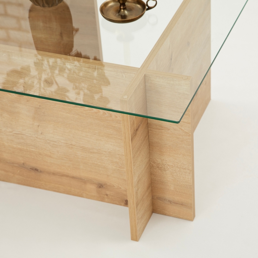 Mesa de centro ESCAPE 40x105 cm castanho/transparente
