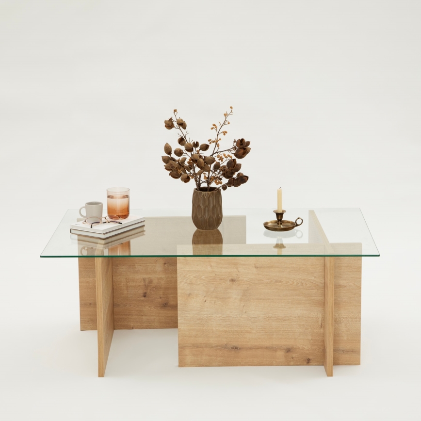 Mesa de centro ESCAPE 40x105 cm castanho/transparente