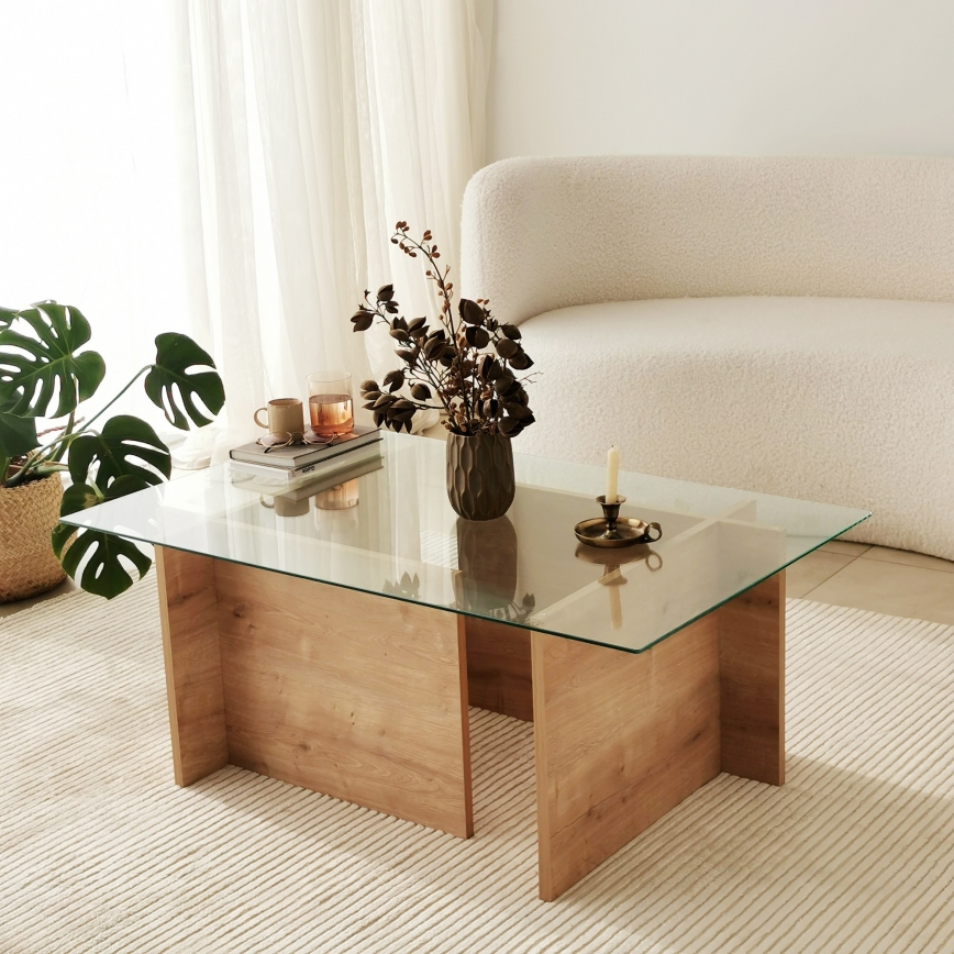 Mesa de centro ESCAPE 40x105 cm castanho/transparente