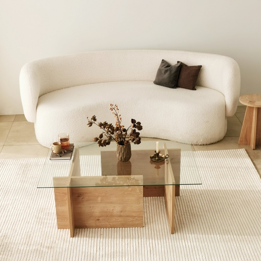 Mesa de centro ESCAPE 40x105 cm castanho/transparente