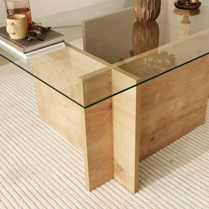 Mesa de centro ESCAPE 40x105 cm castanho/transparente