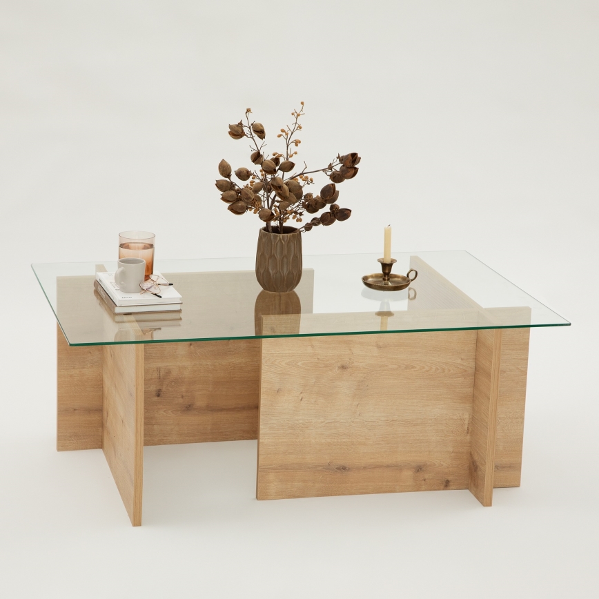 Mesa de centro ESCAPE 40x105 cm castanho/transparente