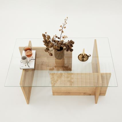 Mesa de centro ESCAPE 40x105 cm castanho/transparente