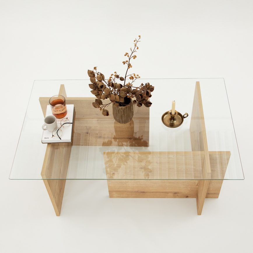 Mesa de centro ESCAPE 40x105 cm castanho/transparente