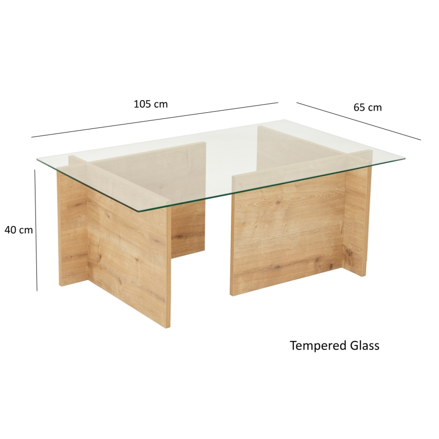 Mesa de centro ESCAPE 40x105 cm castanho/transparente