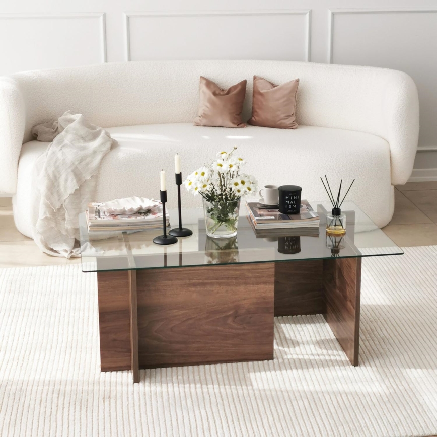 Mesa de centro ESCAPE 40x105 cm castanho/transparente
