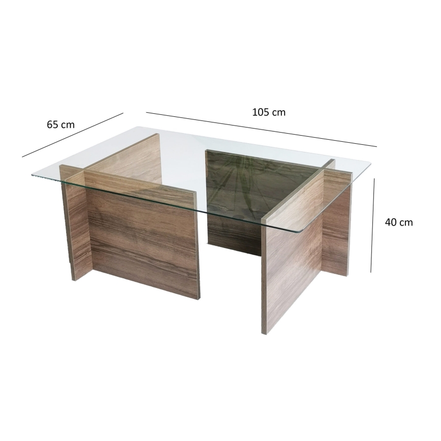 Mesa de centro ESCAPE 40x105 cm castanho/transparente