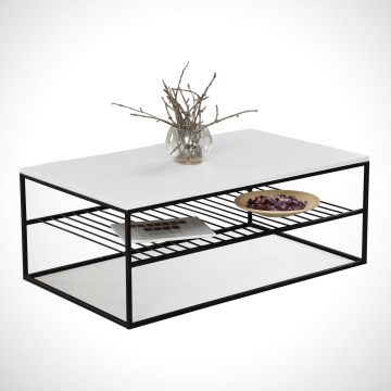 Mesa de centro ETNA 43x95 cm branco/preto