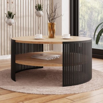Mesa de centro FIKOLI 40x75 cm preto/dourado carvalho