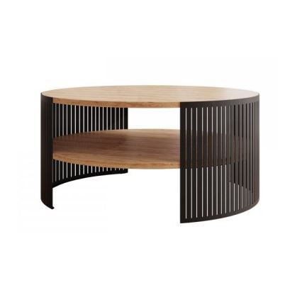 Mesa de centro FIKOLI 40x75 cm preto/dourado carvalho
