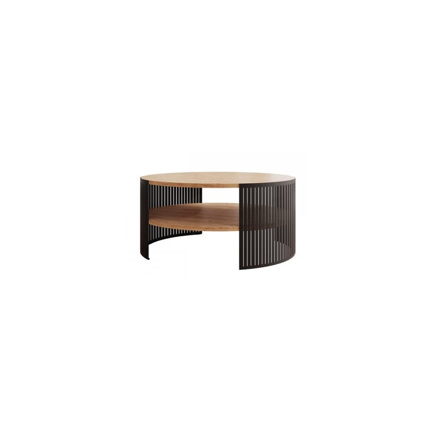 Mesa de centro FIKOLI 40x75 cm preto/dourado carvalho