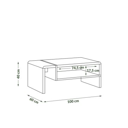 Mesa de centro FRED antracite/carvalho artisan