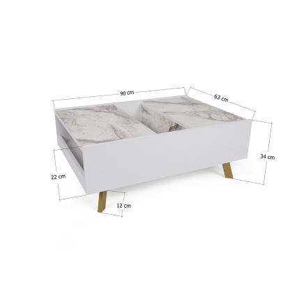 Mesa de centro FRIDA 63x90 cm branco