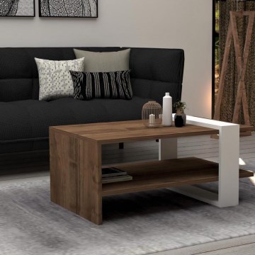 Mesa de centro GAYE 35x80 cm castanho/branco
